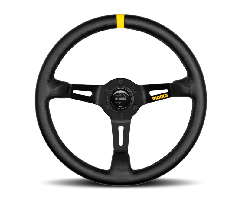 Volant Momo MOD08 350 mm - Cuir noir/Branches noires/1 bande 